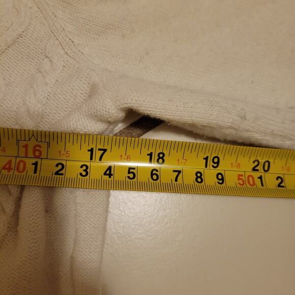 Talbots Lambswool Blend Cable Knit Full Zip Up Front Sweater Cream Womens Size L - Picture 9 of 9